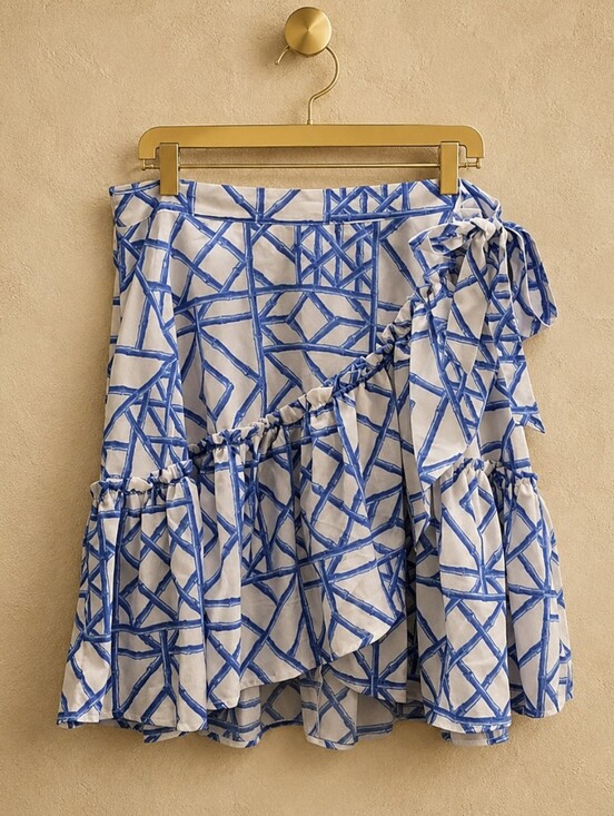 Vineyard Vines Dresses & Skirts - NWT Vineyard Vines Size 16 Bamboo Lattice Wrap Skirt Marlin Blue White Ruffle